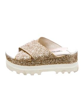 Miu Miu Sparkle Platform Sandals